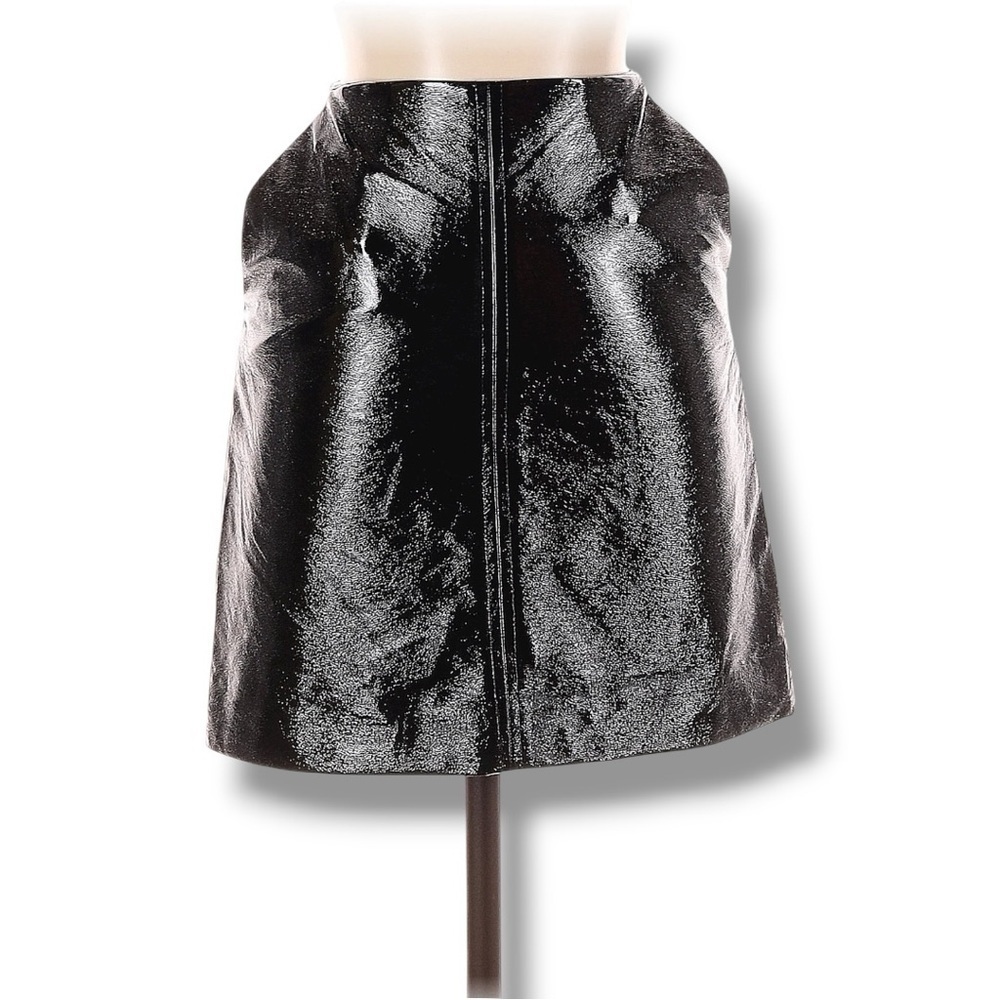 424 Leith | NWOT Black Faux Patent Leather Mini Skirt (size XS) - Picture 3 of 14